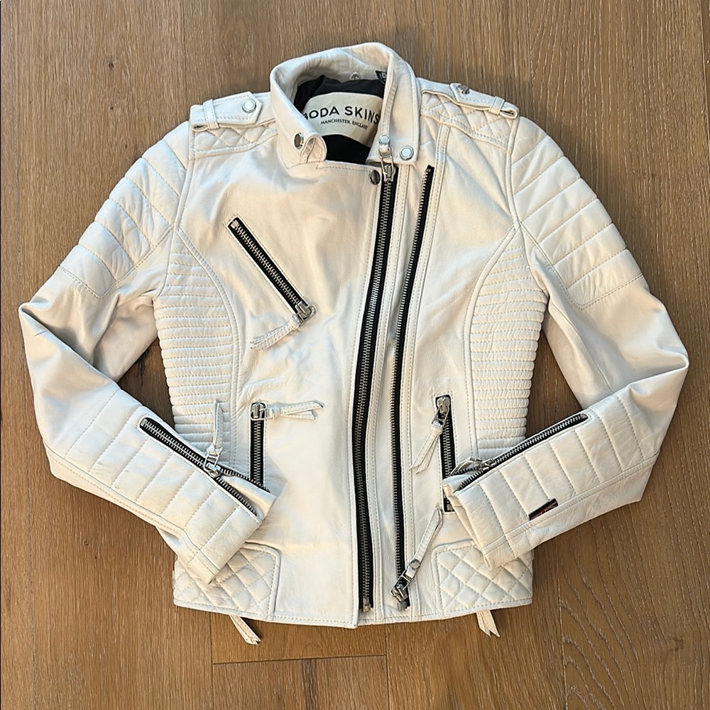BODA Skins White Leather Jacket